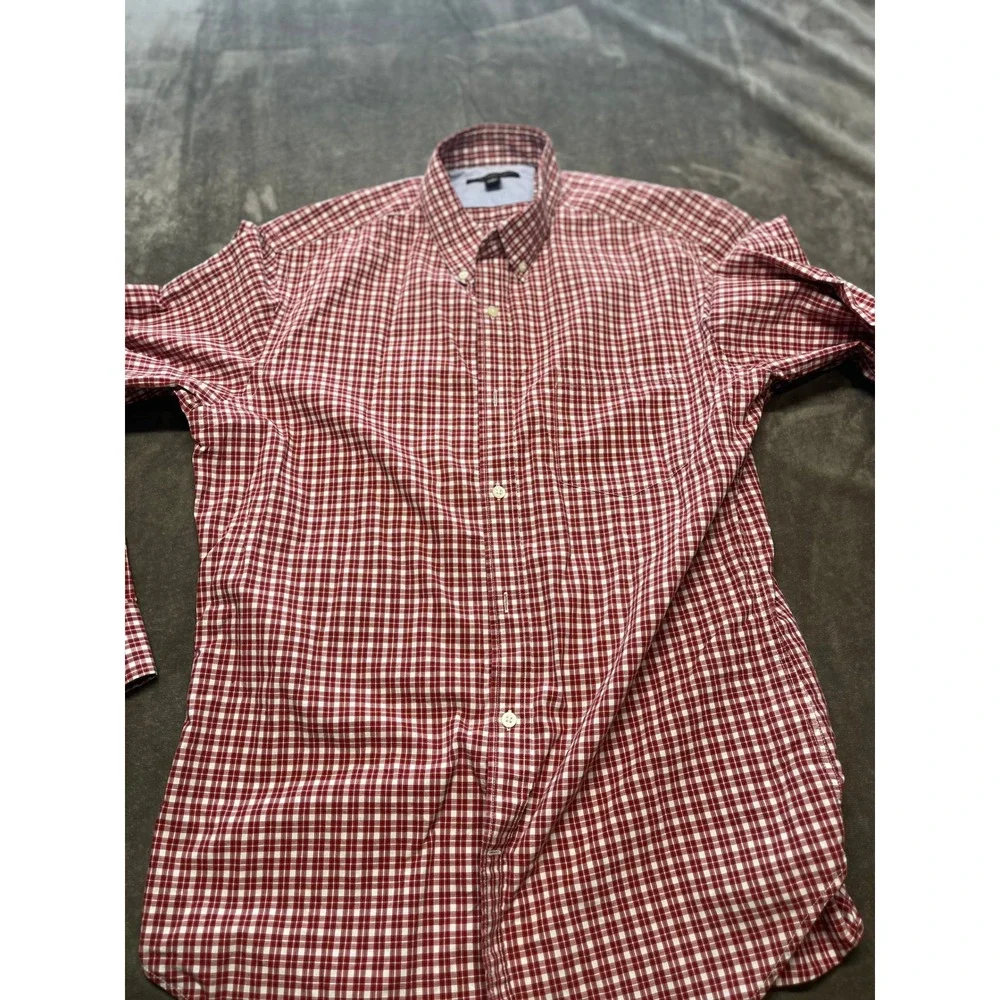 Banana Republic‎ Men's Soft Wash Shirt Red Checkered Button Down Long Sleeve